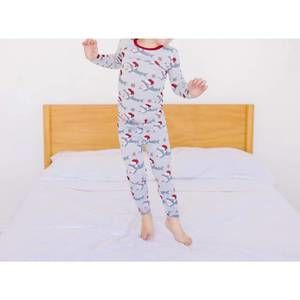NEW KICKEE print long sleeve pajama set in illusion blue holiday sharks